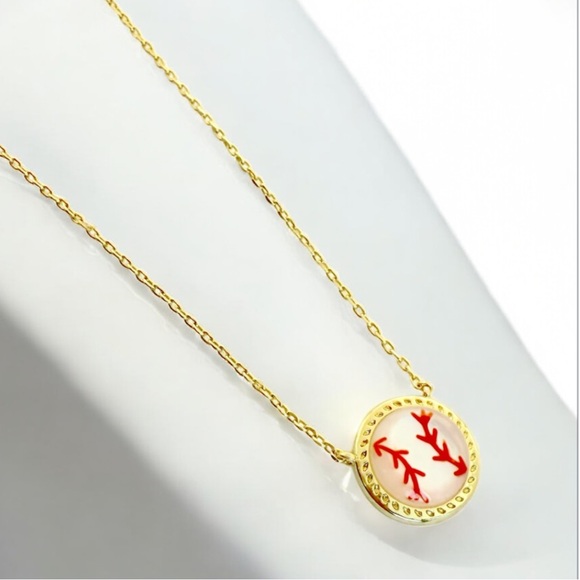 Kendra Scott Baseball Gold Short Pendant Necklace in Ivory Mother-of Pearl.NWOT - Picture 4 of 9